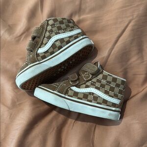 Kids Brown VANS Checkered Shoes